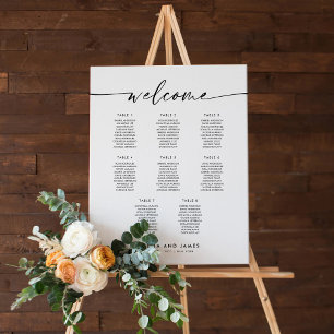 Affiche Plan de table de bienvenue élégant pour 8 tables