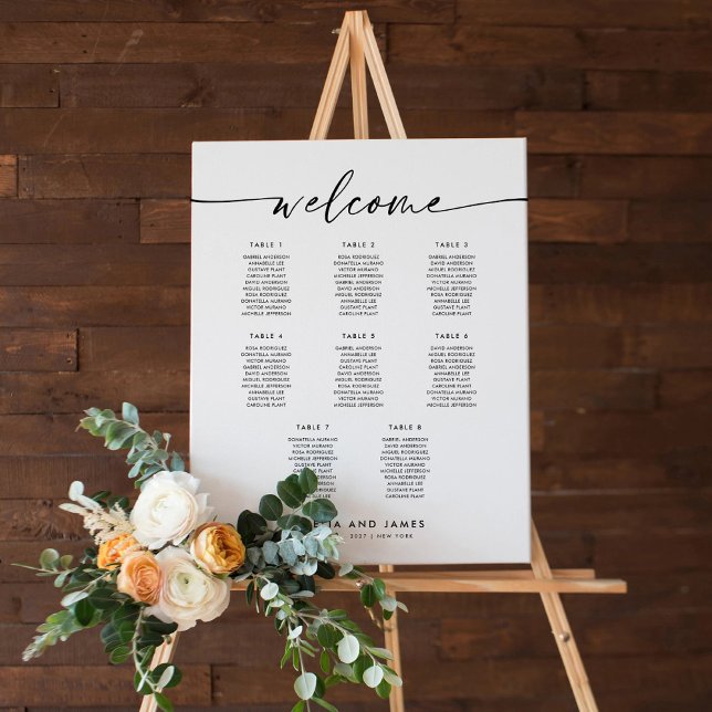 Affiche Plan de table de bienvenue élégant pour 8 tables (Créateur téléchargé)