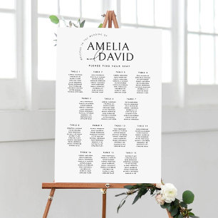 Affiche Plan de table de bienvenue moderne pour 14 tables