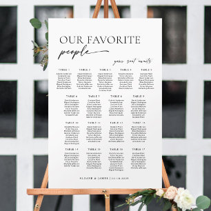 Affiche Plan de table de bienvenue moderne pour 17 tables