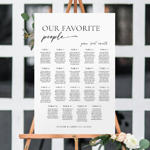Affiche Plan de table de bienvenue moderne pour 19 tables