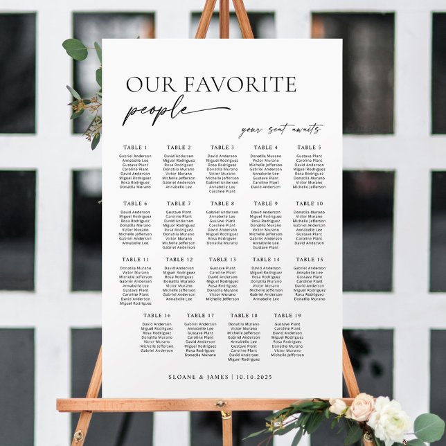 Affiche Plan de table de bienvenue moderne pour 19 tables (Créateur téléchargé)