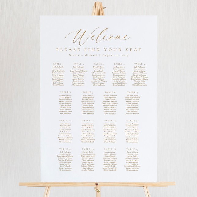 Affiche Plan de table de bienvenue pour 17 tables (Créateur téléchargé)