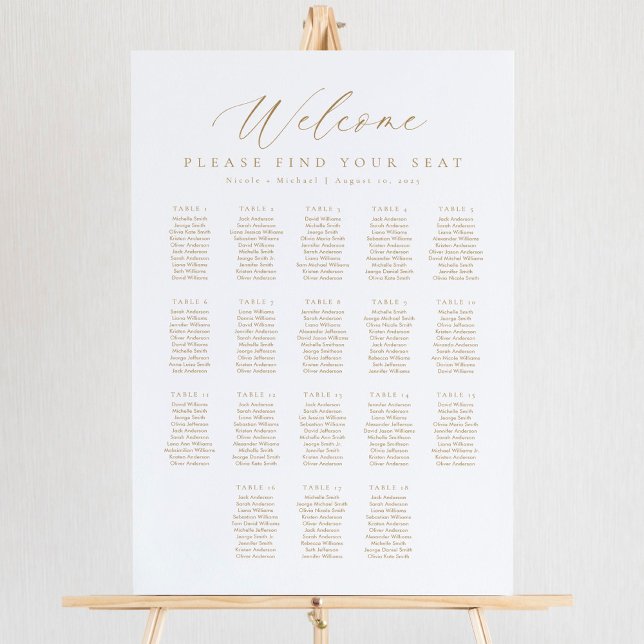 Affiche Plan de table de bienvenue pour 18 tables (Créateur téléchargé)