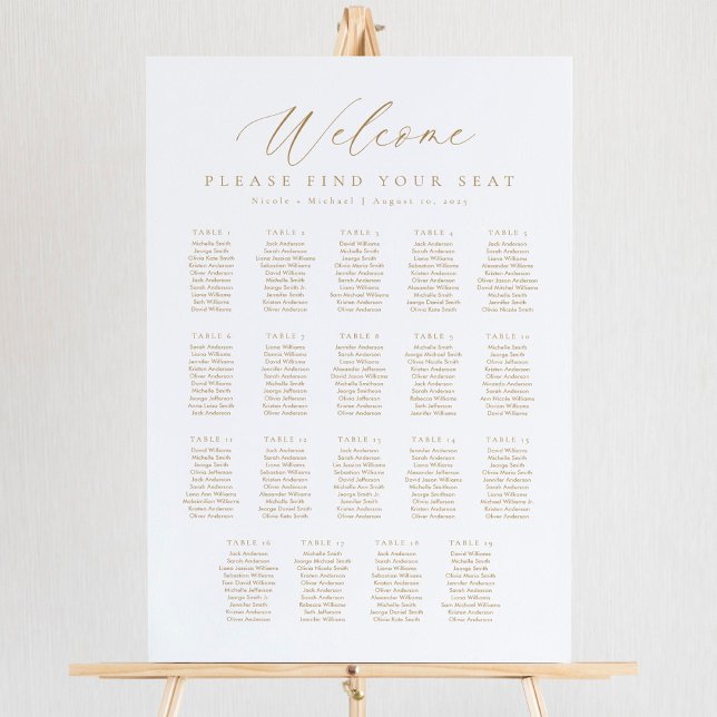Affiche Plan de table de bienvenue pour 19 tables (Créateur téléchargé)