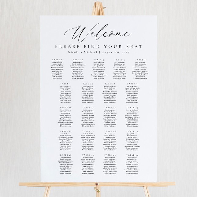 Affiche Plan de table de bienvenue pour 21 tables (Créateur téléchargé)