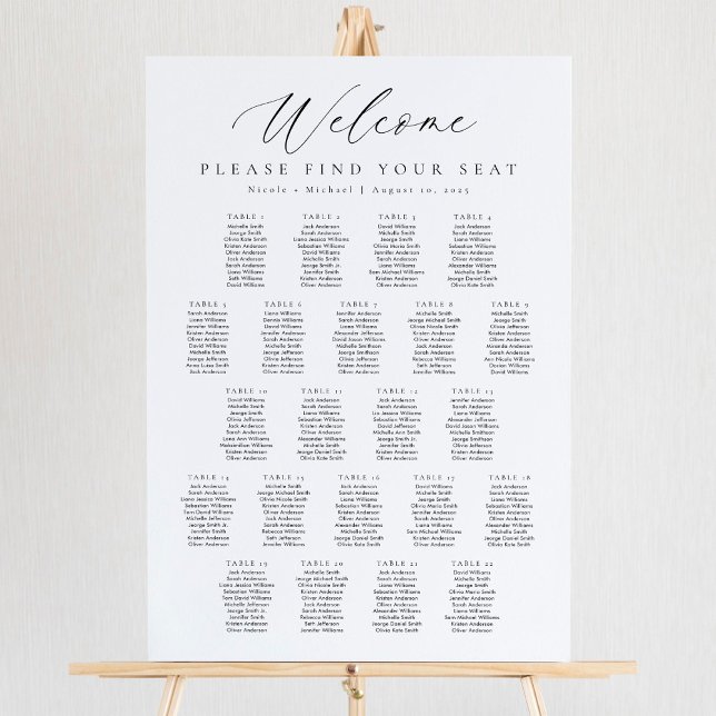 Affiche Plan de table de bienvenue pour 22 tables (Créateur téléchargé)