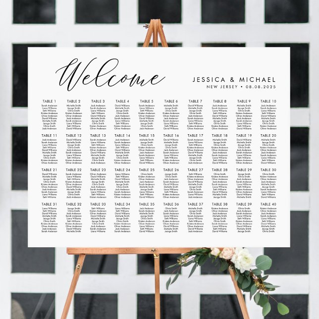 Affiche Plan de table de bienvenue pour 40 tables (Créateur téléchargé)