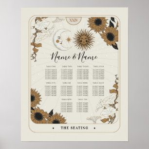 Affiche Plan de table de carte de tarot 10 mariage Soleil 
