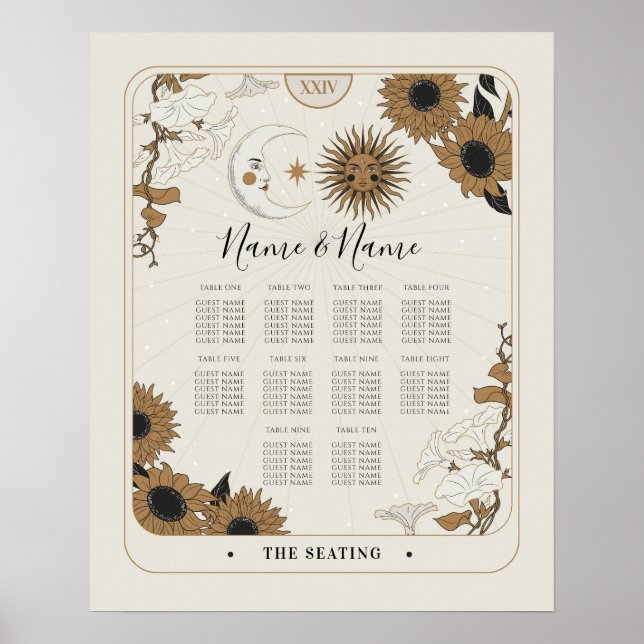 Affiche Plan de table de carte de tarot 10 mariage Soleil  (Devant)