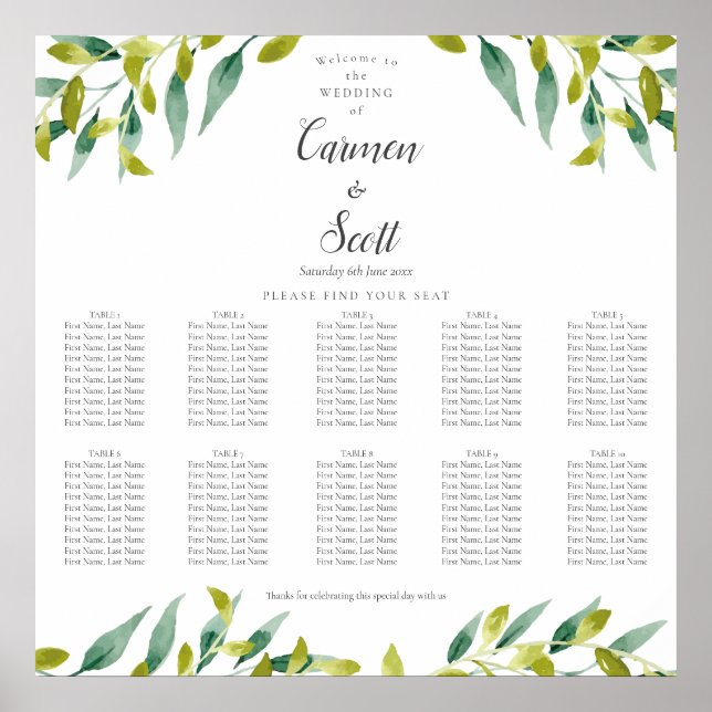Affiche Plan de table de jardin champêtre (Devant)