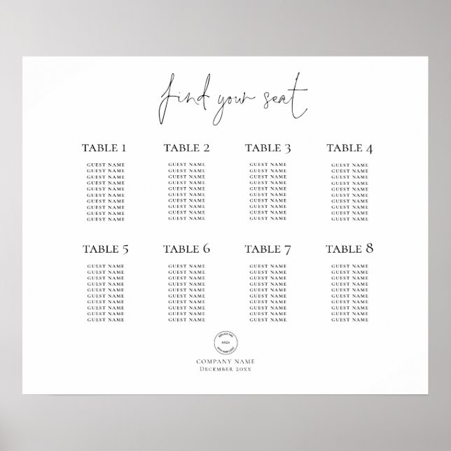 Affiche Plan de table de la fête de Noël avec logo d'entre (Devant)