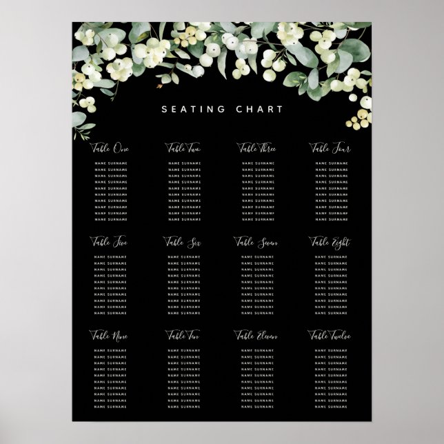 Affiche Plan de table de la fête de Noël Snowberry (Devant)