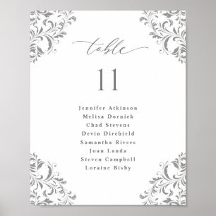 Affiche Plan de table de mariage 20x25 cm arabesque gris a