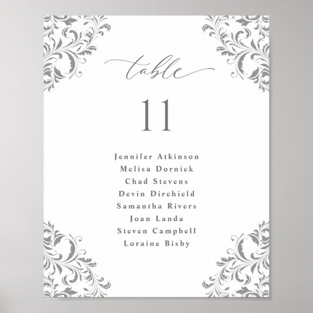Affiche Plan de table de mariage 20x25 cm arabesque gris a (Devant)