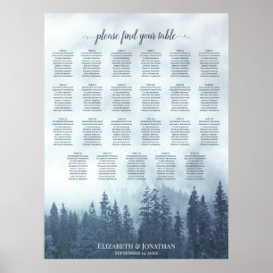 Affiche Plan de table de mariage 23 tables Blue Mountain P