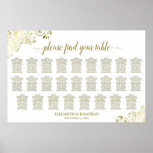 Affiche Plan de table de mariage 26 tables avec fronces bl