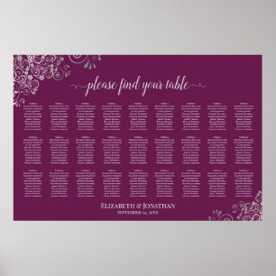 Affiche Plan de table de mariage 27 tables Argent sur Mage