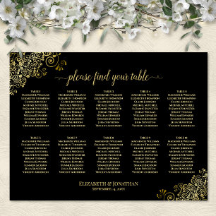 Affiche Plan de table de mariage à 10 tables avec fronces