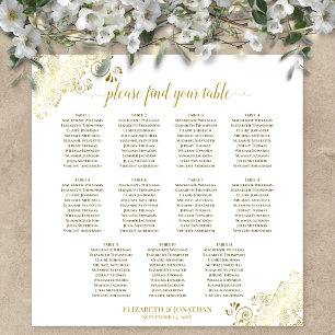 Affiche Plan de table de mariage à 11 tables avec fronces