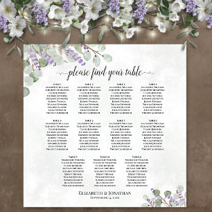 Affiche Plan de table de mariage à 11 tables Lavande Eucal