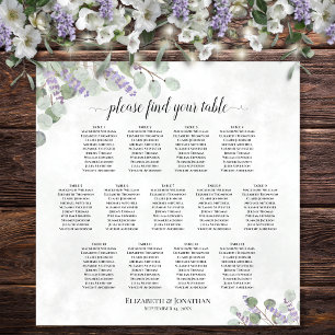 Affiche Plan de table de mariage à 13 tables Eucalyptus La
