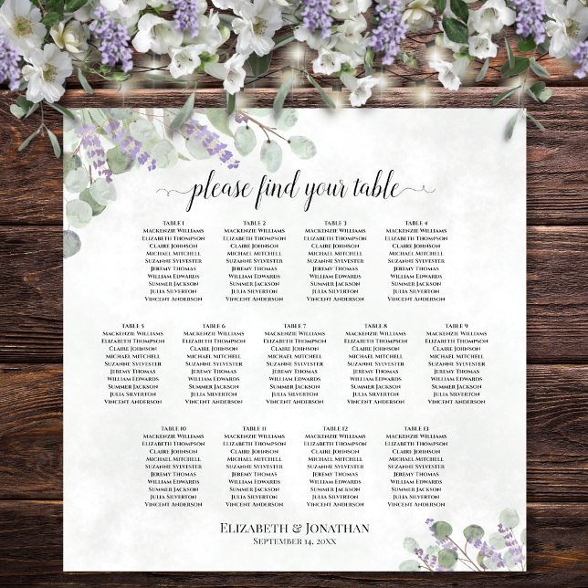 Affiche Plan de table de mariage à 13 tables Eucalyptus La (In Situ on Wall with Decor)