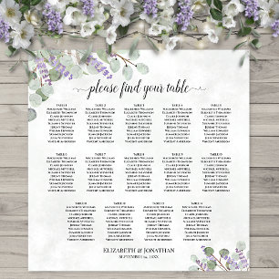 Affiche Plan de table de mariage à 14 tables Eucalyptus La