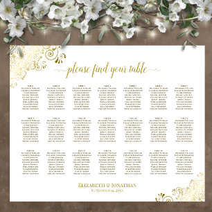 Affiche Plan de table de mariage à 21 tables avec fronces