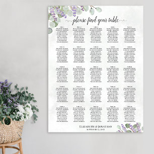 Affiche Plan de table de mariage à 25 tables Lavande Eucal