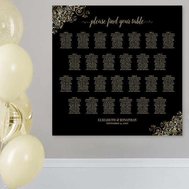Affiche Plan de table de mariage à 26 tables avec fronces  (In Situ on Wall)