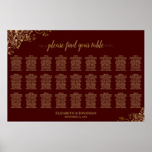 Affiche Plan de table de mariage à 27 tables Auburn Brun &