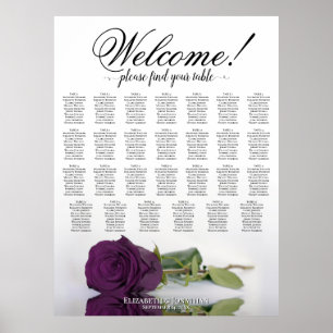 Affiche Plan de table de mariage à 27 tables Rose pourpre