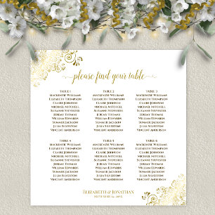 Affiche Plan de table de mariage à 6 tables avec frisottis