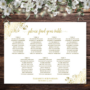 Affiche Plan de table de mariage à 7 tables avec frisottis