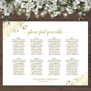 Affiche Plan de table de mariage à 8 tables avec fronces d