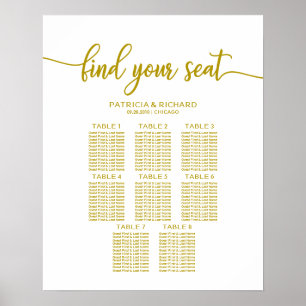 Affiche Plan de table de mariage à 8 tables Calligraphie d