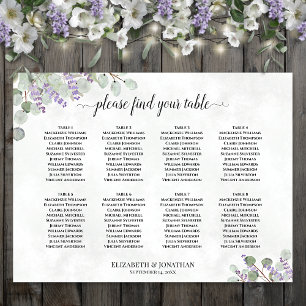 Affiche Plan de table de mariage à 8 tables Lavande Eucaly