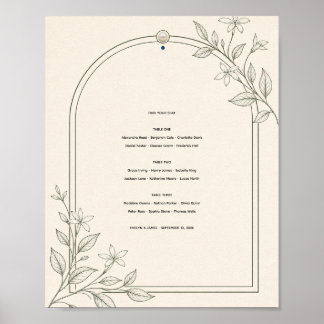 Affiche Plan de table de mariage à arche botanique moderne