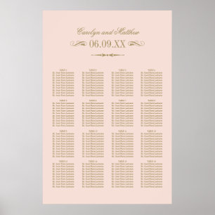 Affiche Plan de table de mariage à l'ancienne avec une tou