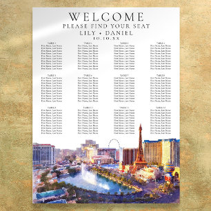 Affiche Plan de table de mariage à l'aquarelle Las Vegas N