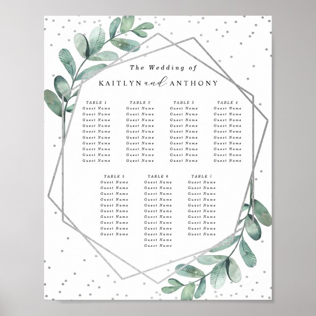 Affiche Plan de table de mariage à motif géométrique d'euc (Devant)