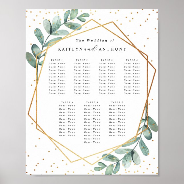 Affiche Plan de table de mariage à motif géométrique d'euc (Devant)