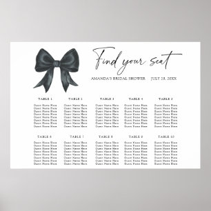 Affiche Plan de table de mariage à ruban noir