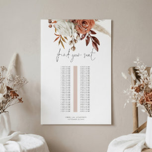 Affiche Plan de table de mariage à table unique Florals Ro