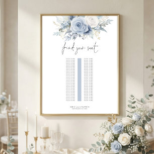 Affiche Plan de table de mariage à une seule table avec fl