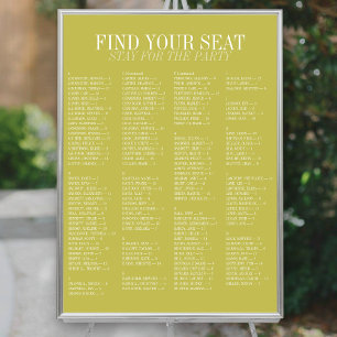 Affiche Plan de table de mariage alphabétique Chartreuse