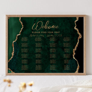 Affiche Plan de table de mariage alphabétique en Agate Ver