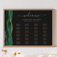 Plan de table de mariage alphabétique en agate ver