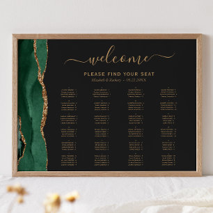 Affiche Plan de table de mariage alphabétique en agate ver